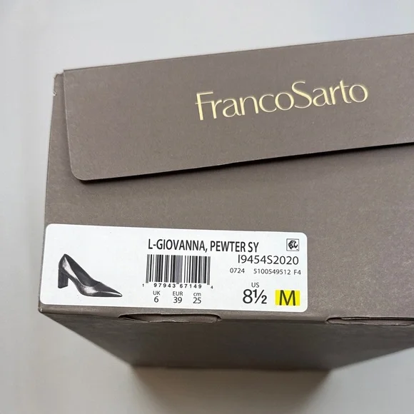 Franco Sarto Giovanna Pump- Pewter Metallic Faux Leather- Size 8.5M